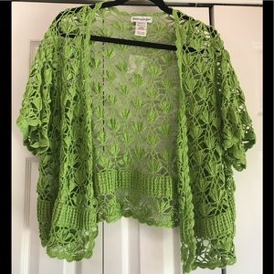 Jessica London Sz 22/24 lime green crochet vest